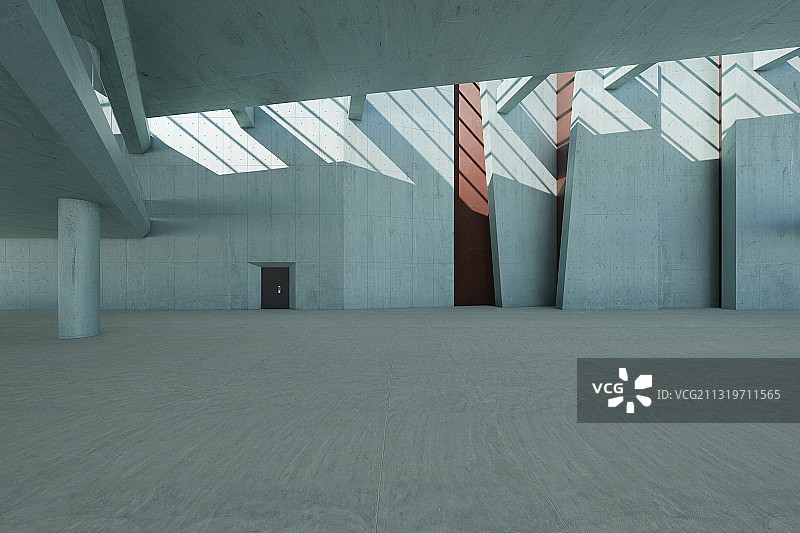 现代_清水混凝土_建筑空间_汽车广告背景图图片素材