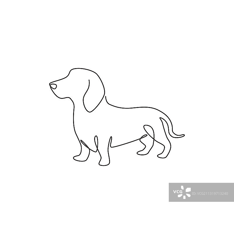 单线连续绘画：可爱腊肠犬图片素材