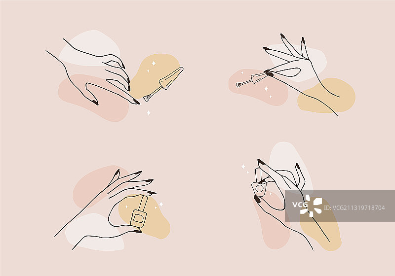 女士美甲手部彩绘图片素材