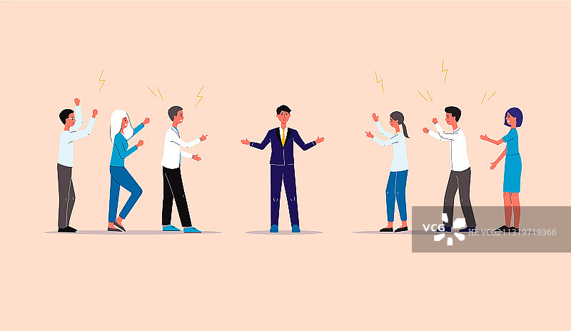 冲突人群之间的商人调解员图片素材