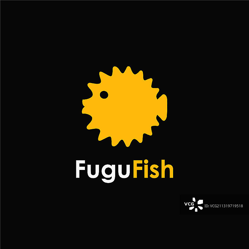 扁平简约河豚鱼Logo图标模板图片素材