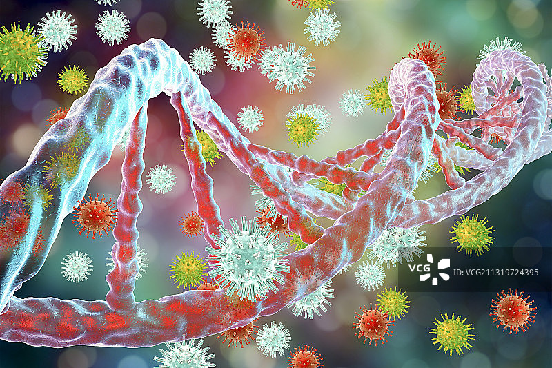 病毒与DNA插画图片素材