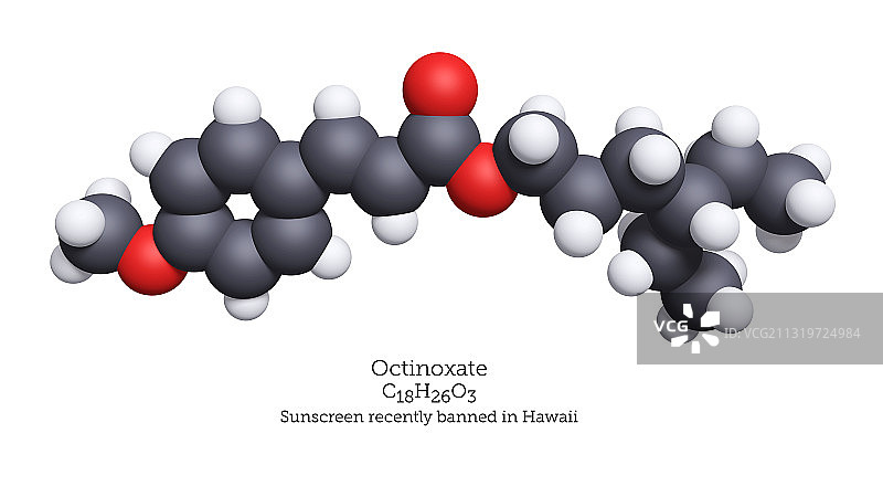 辛氧酯的空间填充模型图片素材