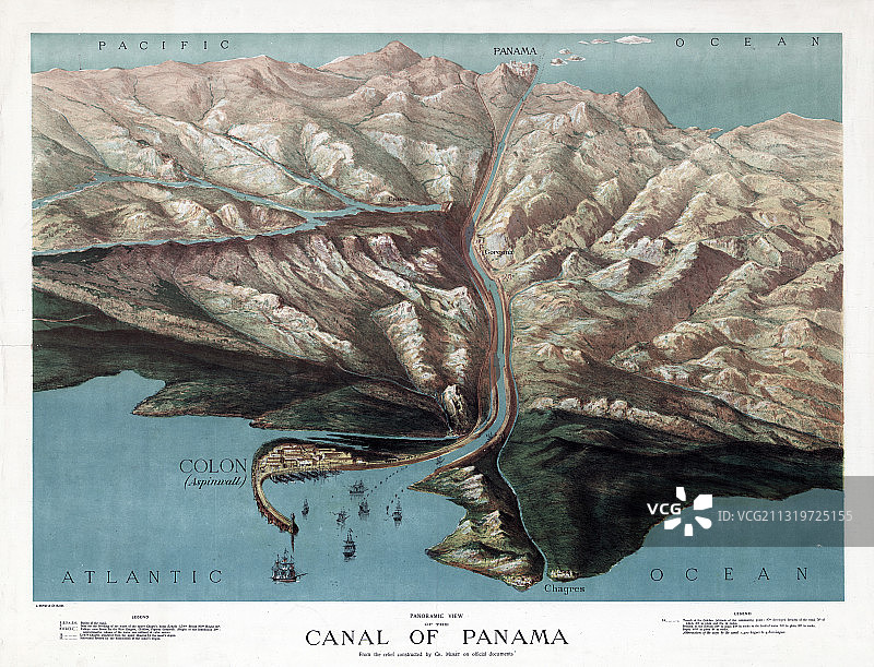 巴拿马运河，浮雕(1881年图片素材