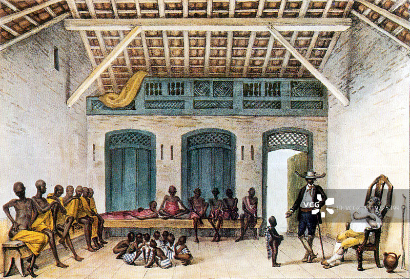 19世纪里约热内卢的奴隶市场拍卖图片素材
