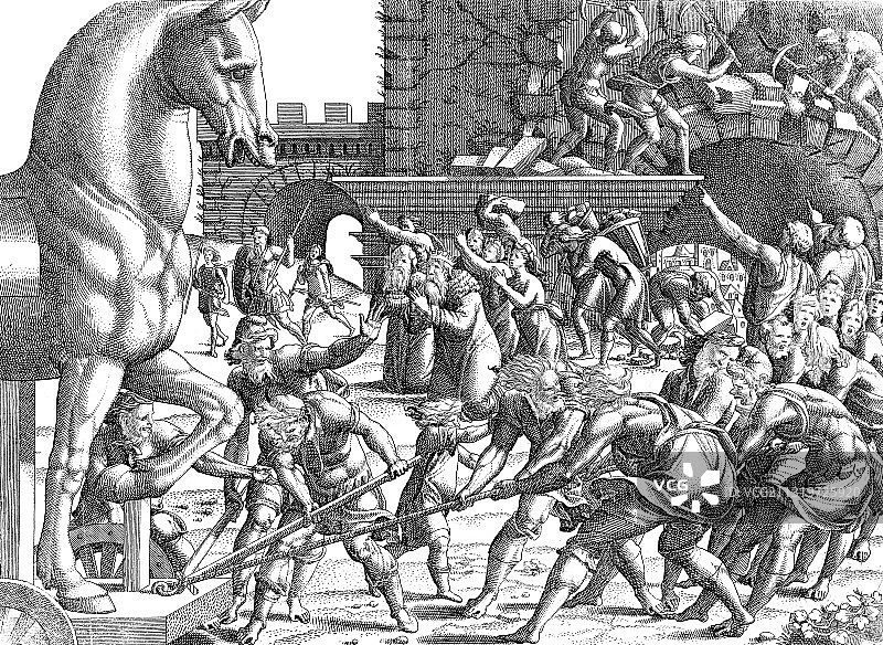 特洛伊战争：特洛伊木马图片素材