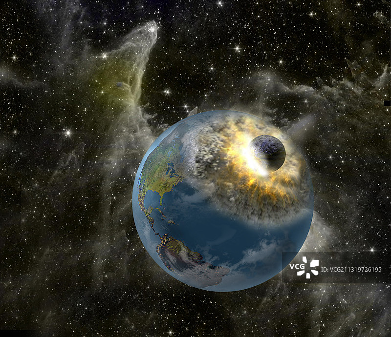 陨石撞击地球图片素材