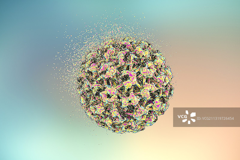 纳米颗粒破坏人乳头瘤病毒示意图图片素材