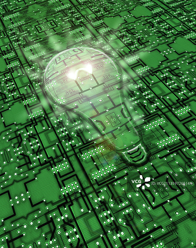 数字芯片中的灯泡图片素材