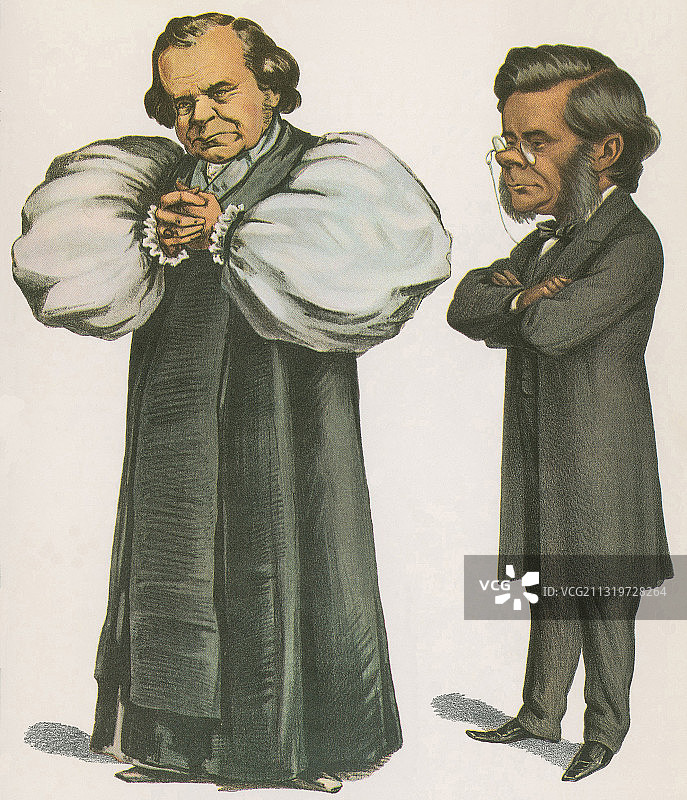 威尔伯福斯主教和托马斯·赫胥黎图片素材