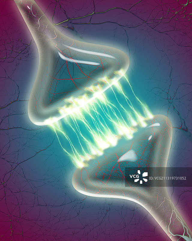 神经突触放电图片素材