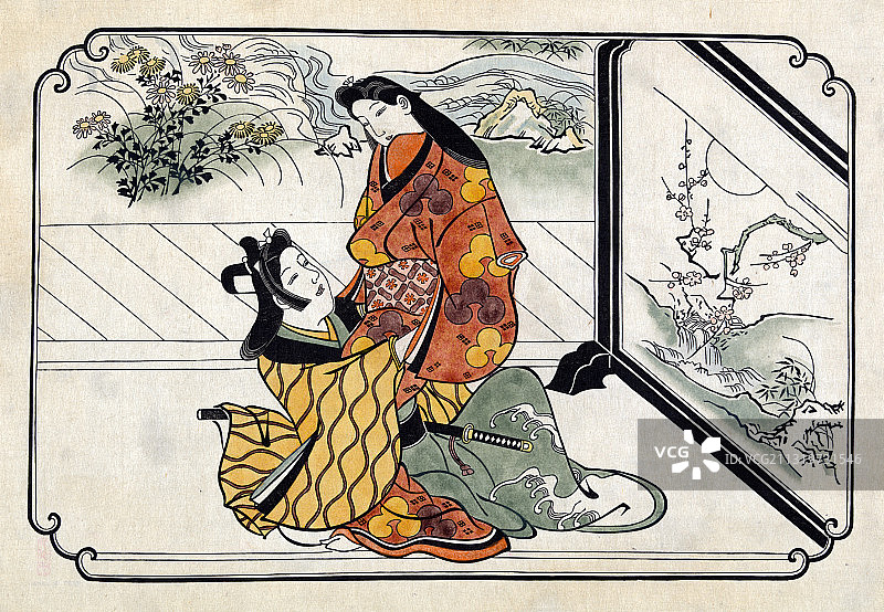 拥抱的情侣，1680年图片素材