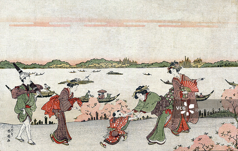 19世纪的回向院赏樱花图片素材