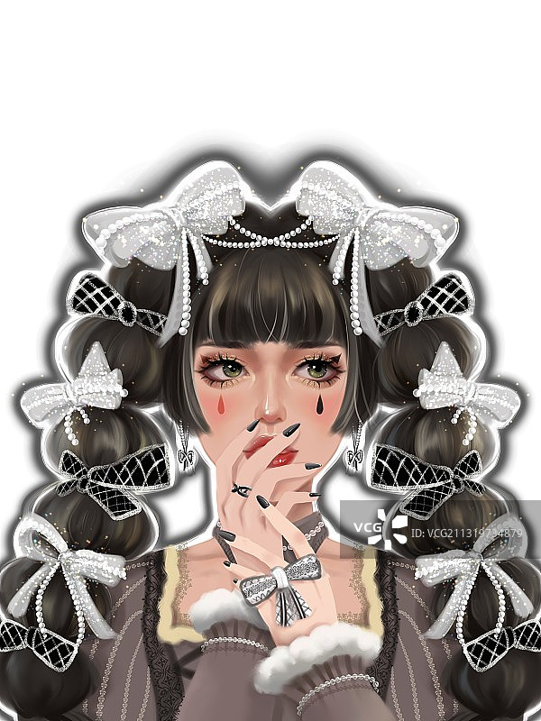 蕾丝少女插画图片素材