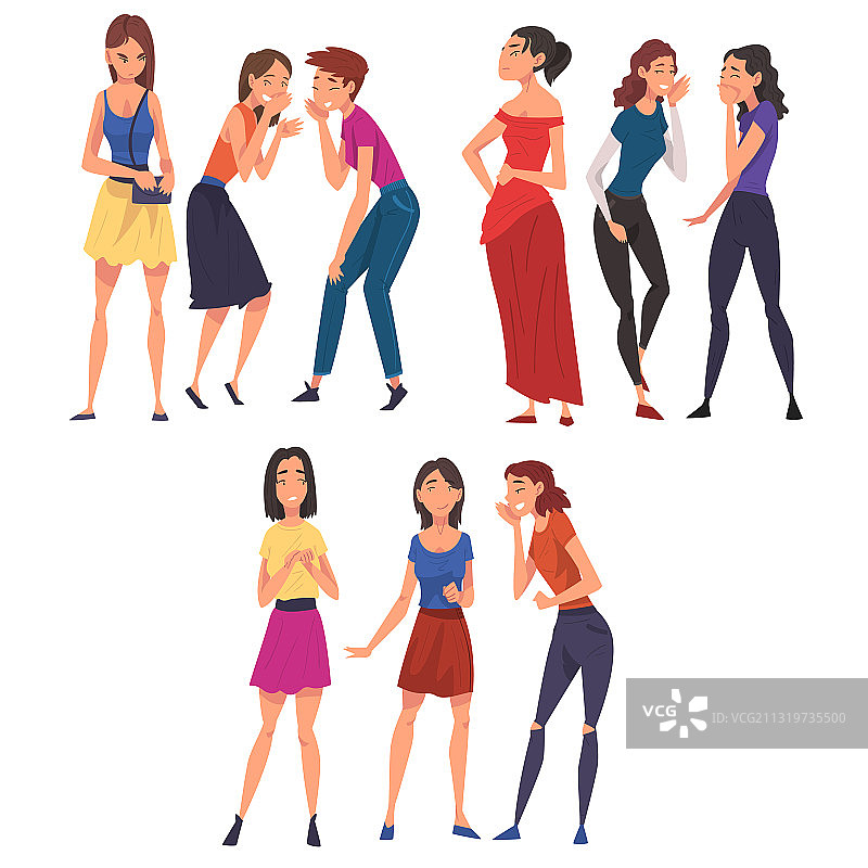 女朋友们在背后八卦和窃笑图片素材