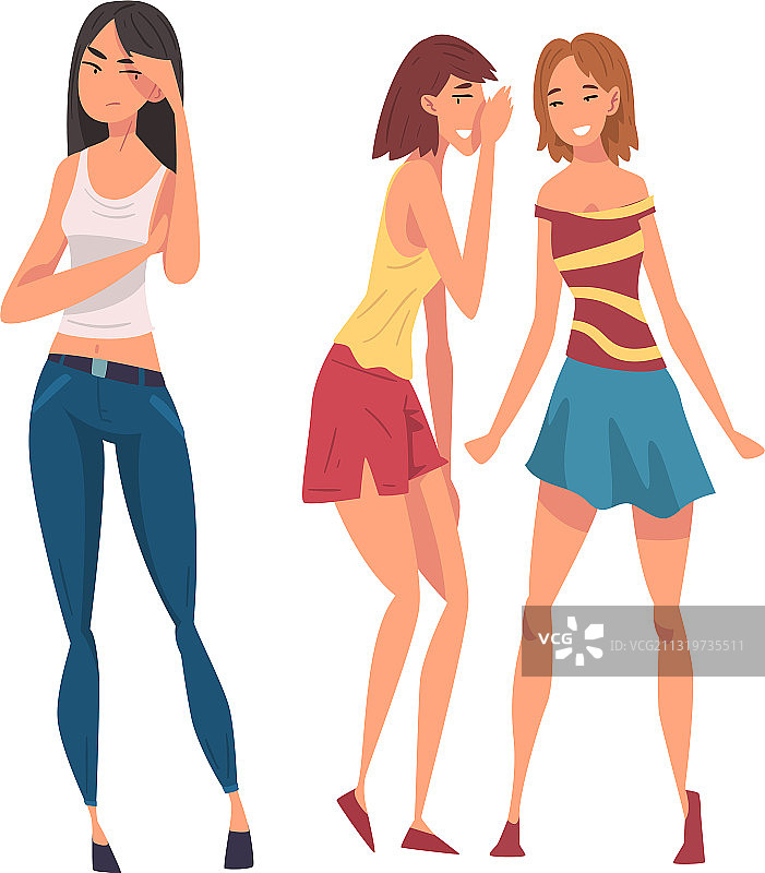 两位女性朋友在背后八卦和窃笑图片素材