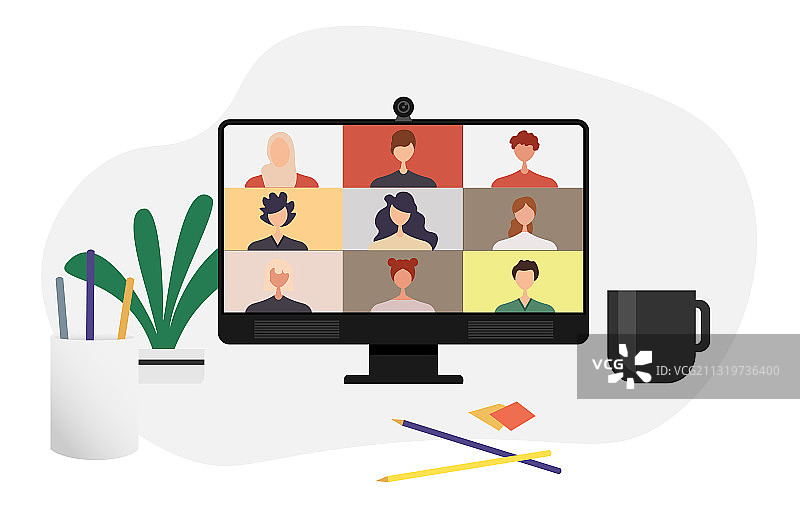 视频电话会议图片素材