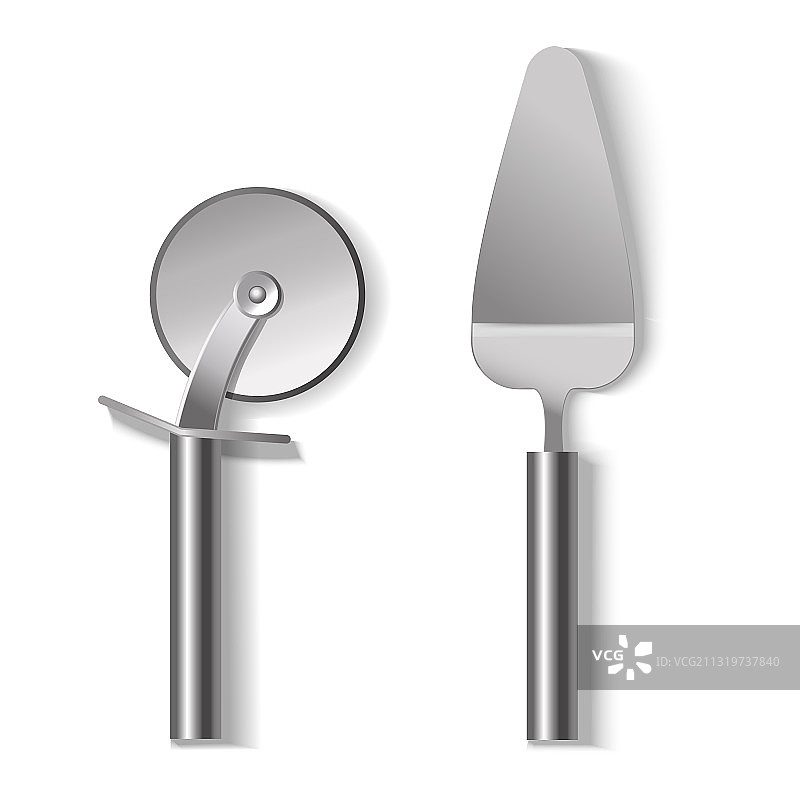 逼真细节3D钢制披萨刀图片素材