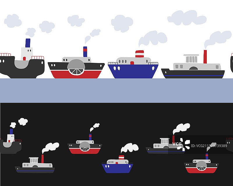 白色船只无缝边框图片素材