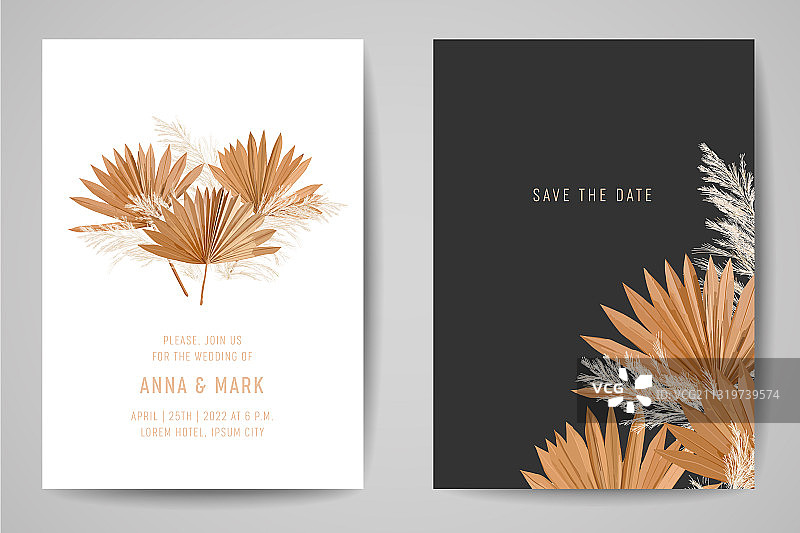 植物婚礼请帖模板设计图片素材