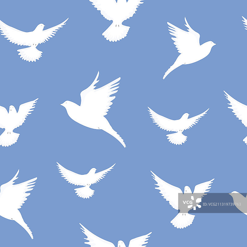 带有白色鸽子的无缝图案图片素材