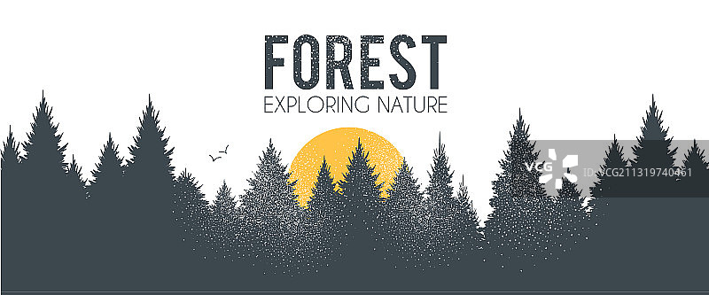 针叶林剪影背景图片素材