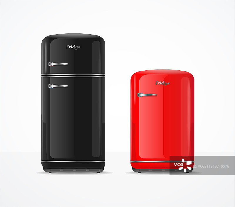 逼真细致的3D复古冰箱模型图片素材