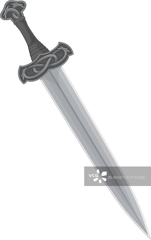 带有斯堪的纳维亚装饰剑柄的剑图片素材