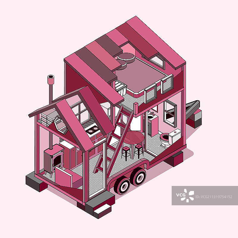 小型现代移动房屋拖车图片素材