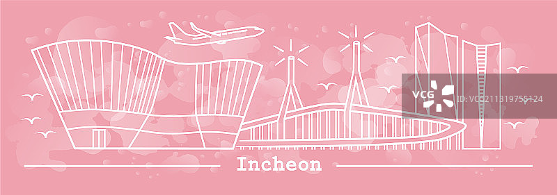 仁川市线条艺术风格图片素材