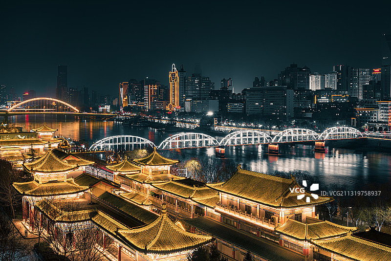 古建筑中山桥黄河兰州图片素材