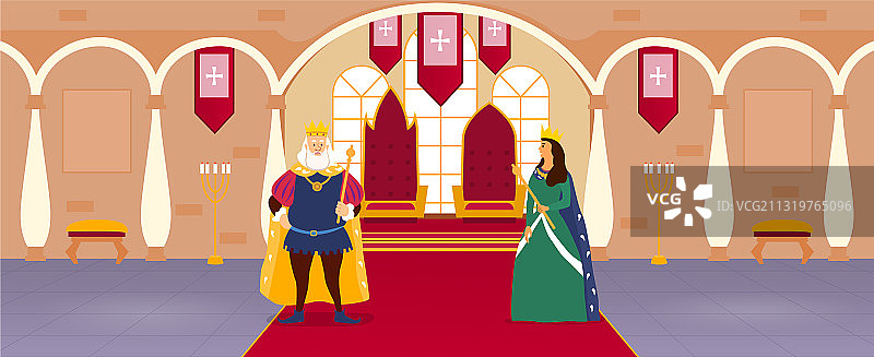 宫殿法庭中的国王和王后图片素材