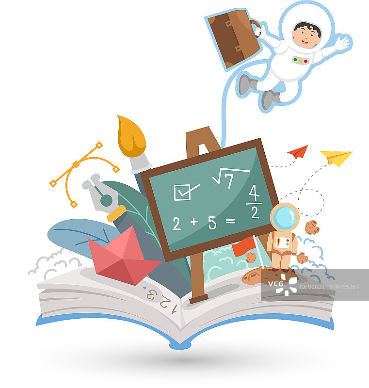 打开的书本与教育（白色背景）图片素材