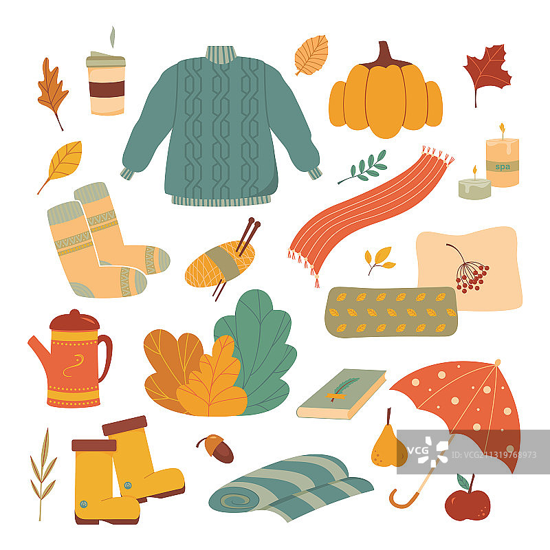 手绘秋季氛围套装图片素材