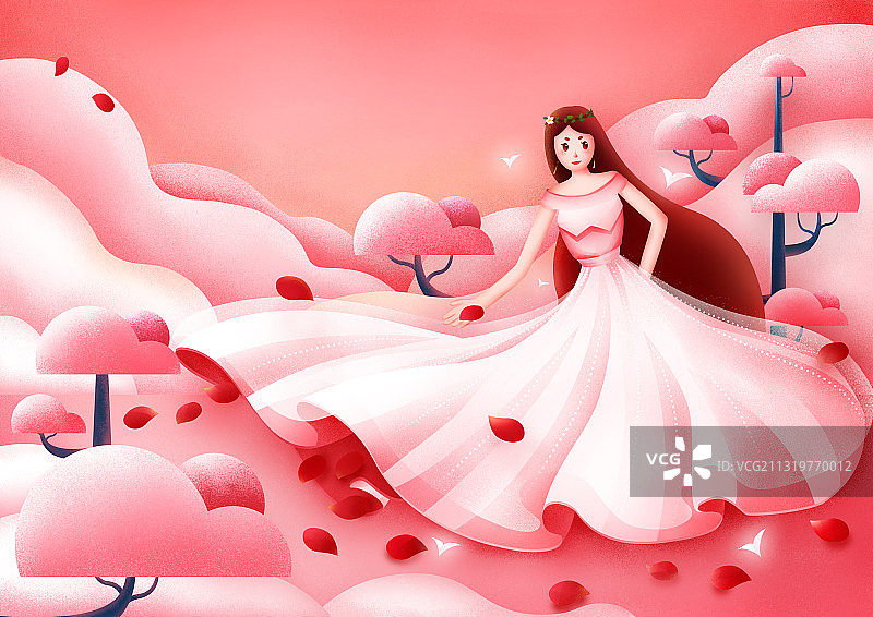 唯美浪漫的粉色少女图片素材