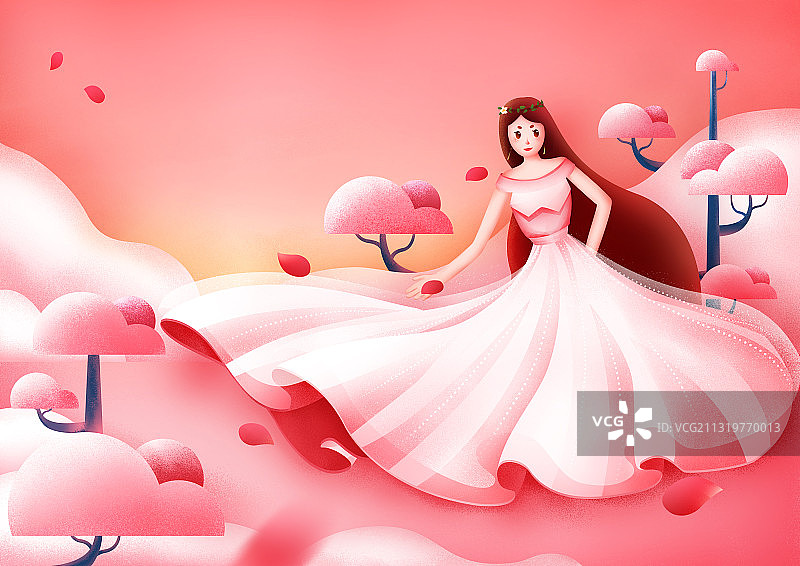 卡通浪漫的粉色少女图片素材