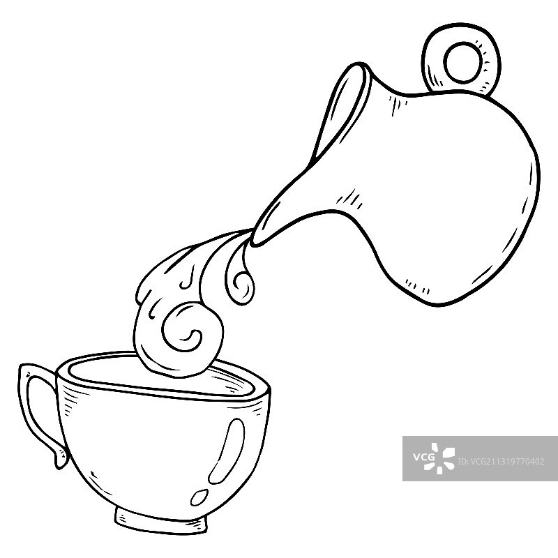 茶杯和陶瓷奶壶图标图片素材