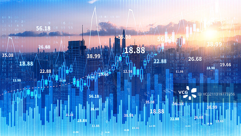 广东省深圳市罗湖区城市天际线科技黄昏风光图片素材