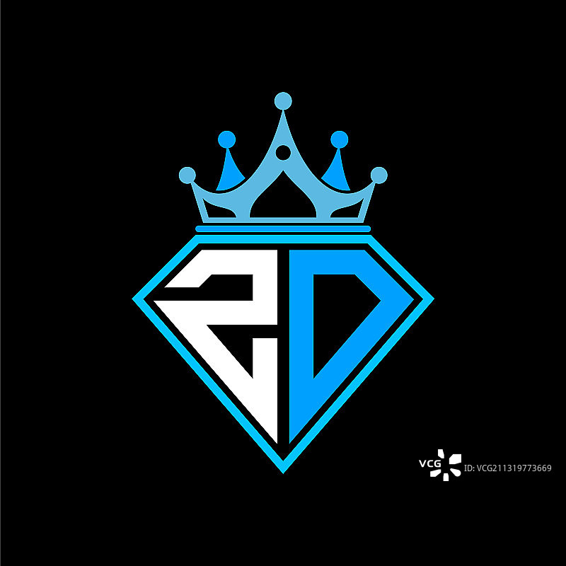 首字母ZD钻石皇冠造型图片素材