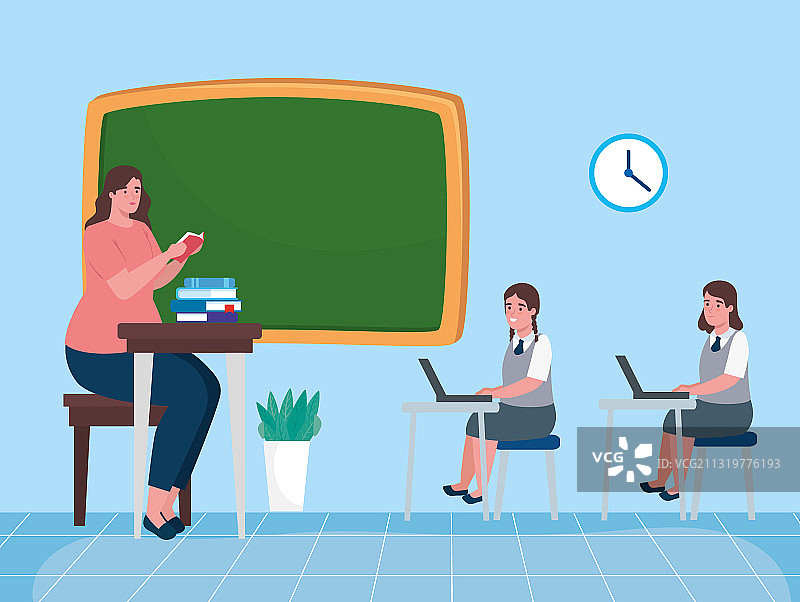 女教师与教室里的学生图片素材