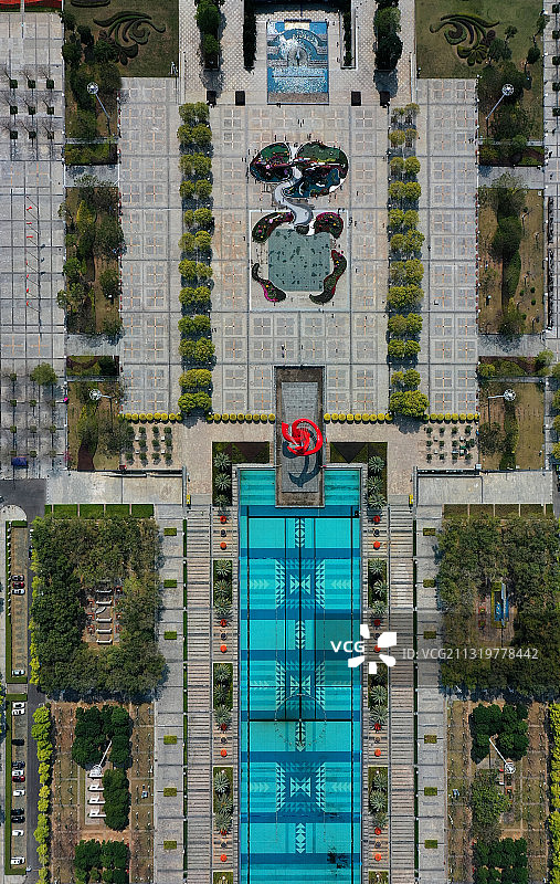 广东省东莞市人民政府中心广场北广场航拍图片素材