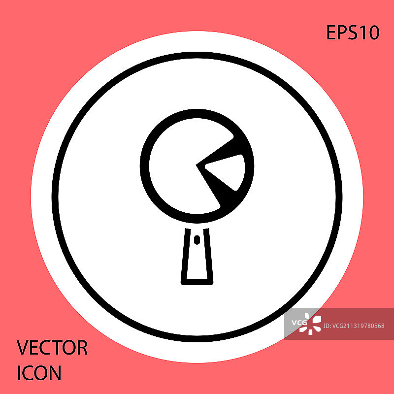 红色背景上的煎锅黑色煎蛋卷图标图片素材