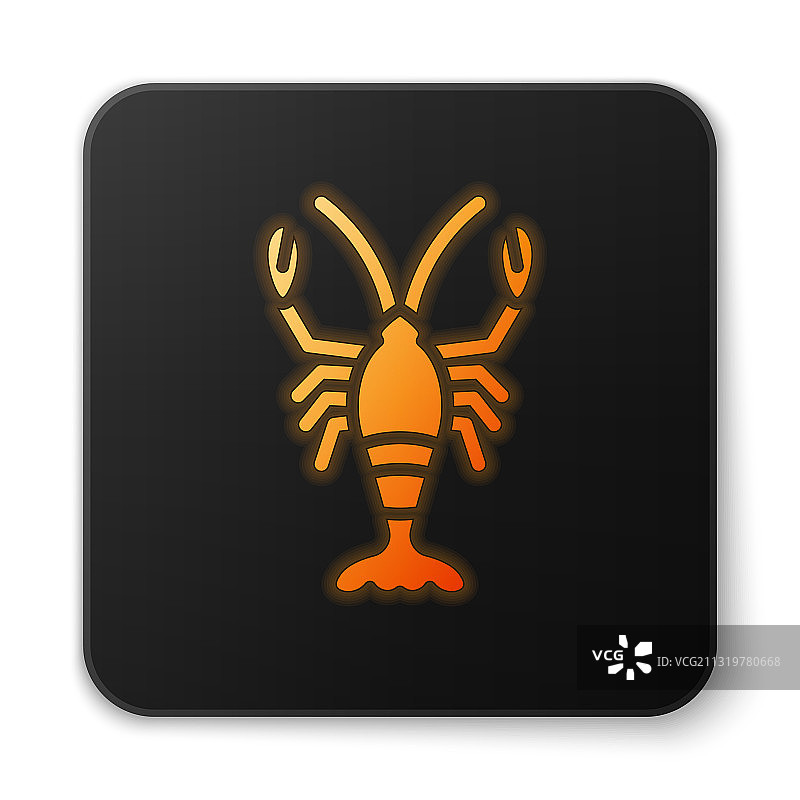 橙色发光霓虹龙虾图标图片素材