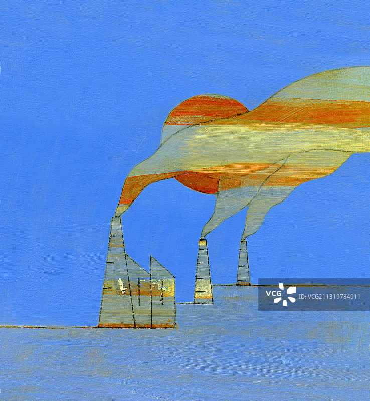 冒烟的工厂插图图片素材