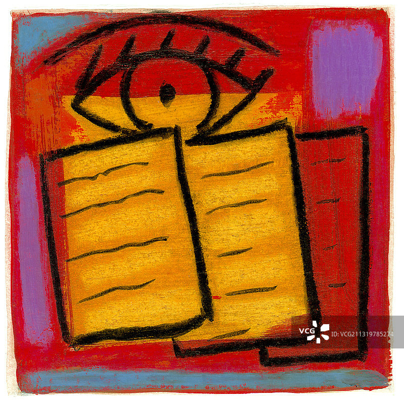 书页上的眼睛符号插画图片素材