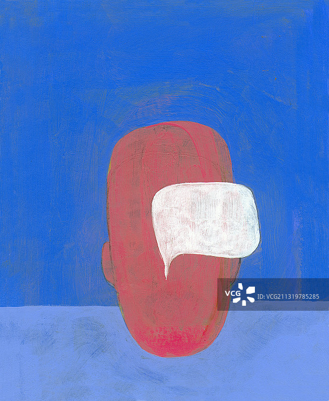 带有对话气泡的红色人脸插图图片素材