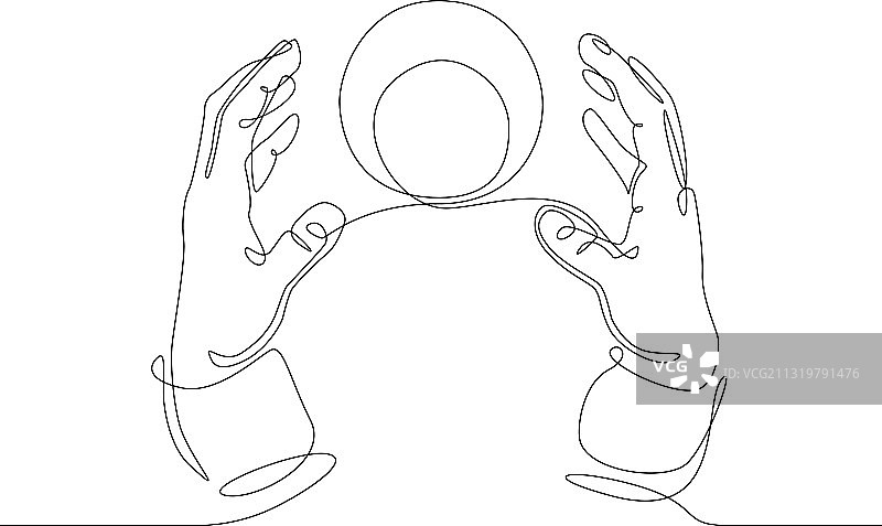 水晶的连续线条画手图片素材