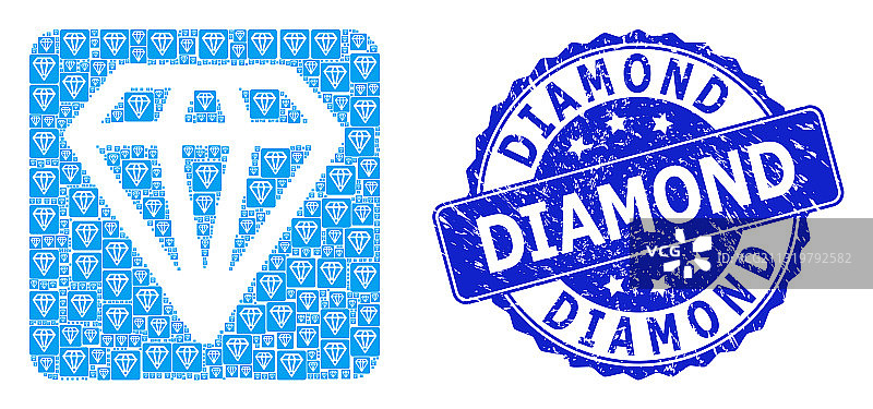 橡胶钻石圆形印章和分形图片素材
