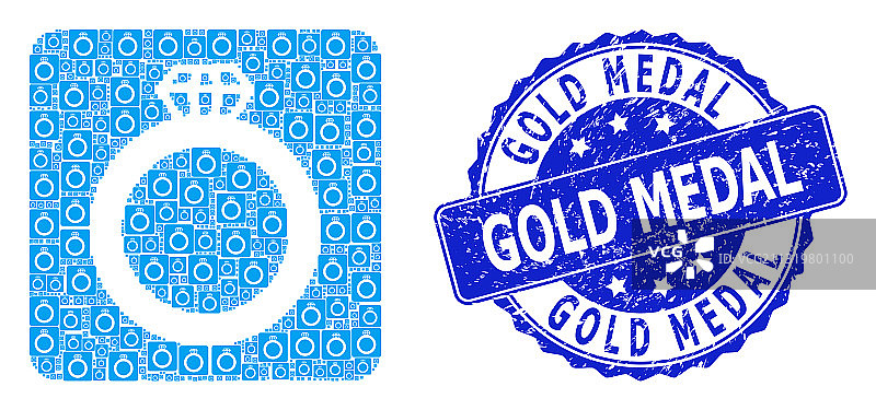 金色奖牌圆形印章和宝石图片素材