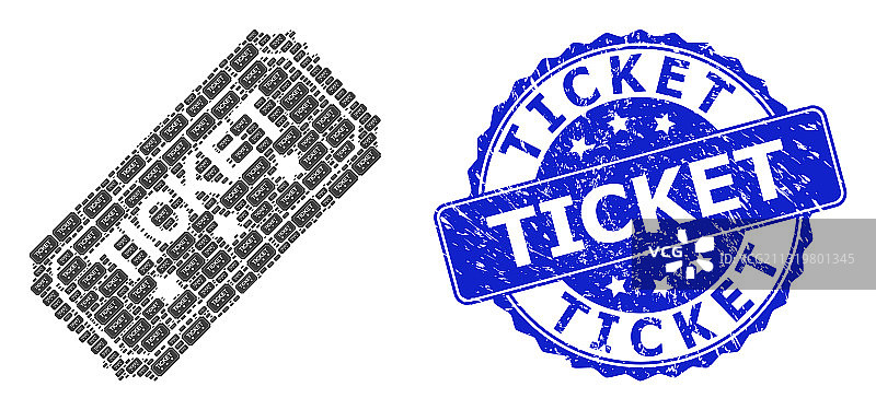 圆形票据橡胶印章和递归票据图片素材